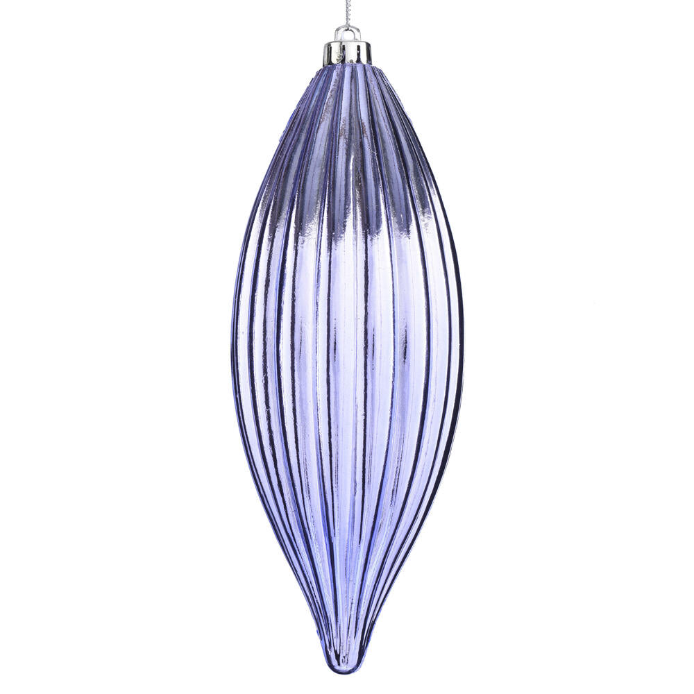 Vickerman 8" Lilac Shiny Line Finial 4/Bag. This ornament features a straight line design that will add texture to any holiday decorating project. Includes 4 pieces per bag.