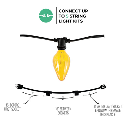 Bulbrite 810150 14-foot String Light Kit with Amber Fiesta F10 Incandescent Light Bulbs