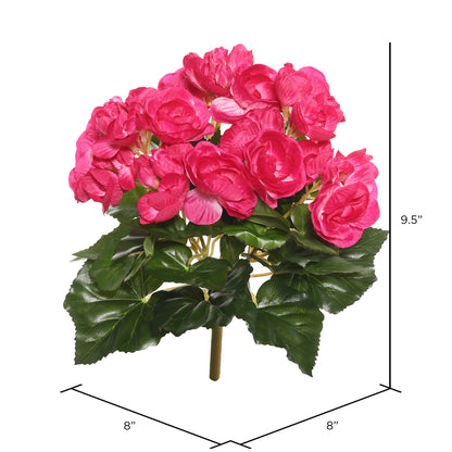 Vickerman 9.5" Artificial Hot Pink Polyester Begonia Bush.