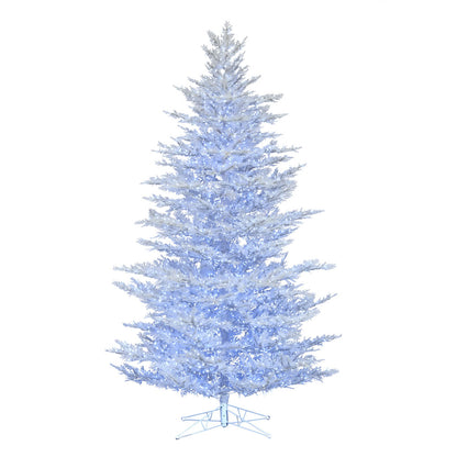 Vickerman 14' x 74" Flocked Cedar Pine Artificial Christmas Tree Low Voltage LED Pure White Wide Angle 3mm Lights