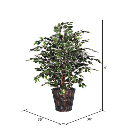 Vickerman 4' Artificial Variegated Extra Full Bush Rattan Basket