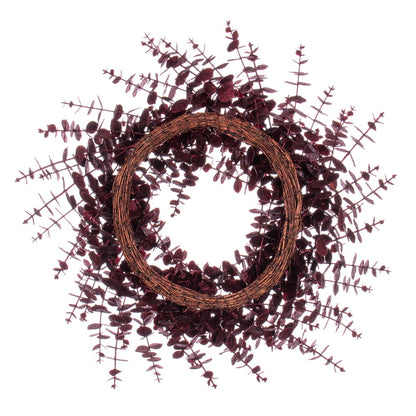 Vickerman 24" Burgundy Artificial Eucalyptus Glitter Wreath.