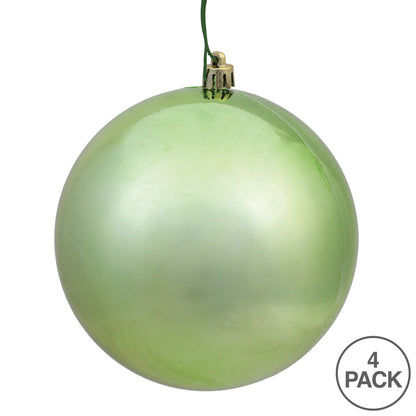 Vickerman 4.75" Celadon Shiny Ball Ornament 4 per Bag