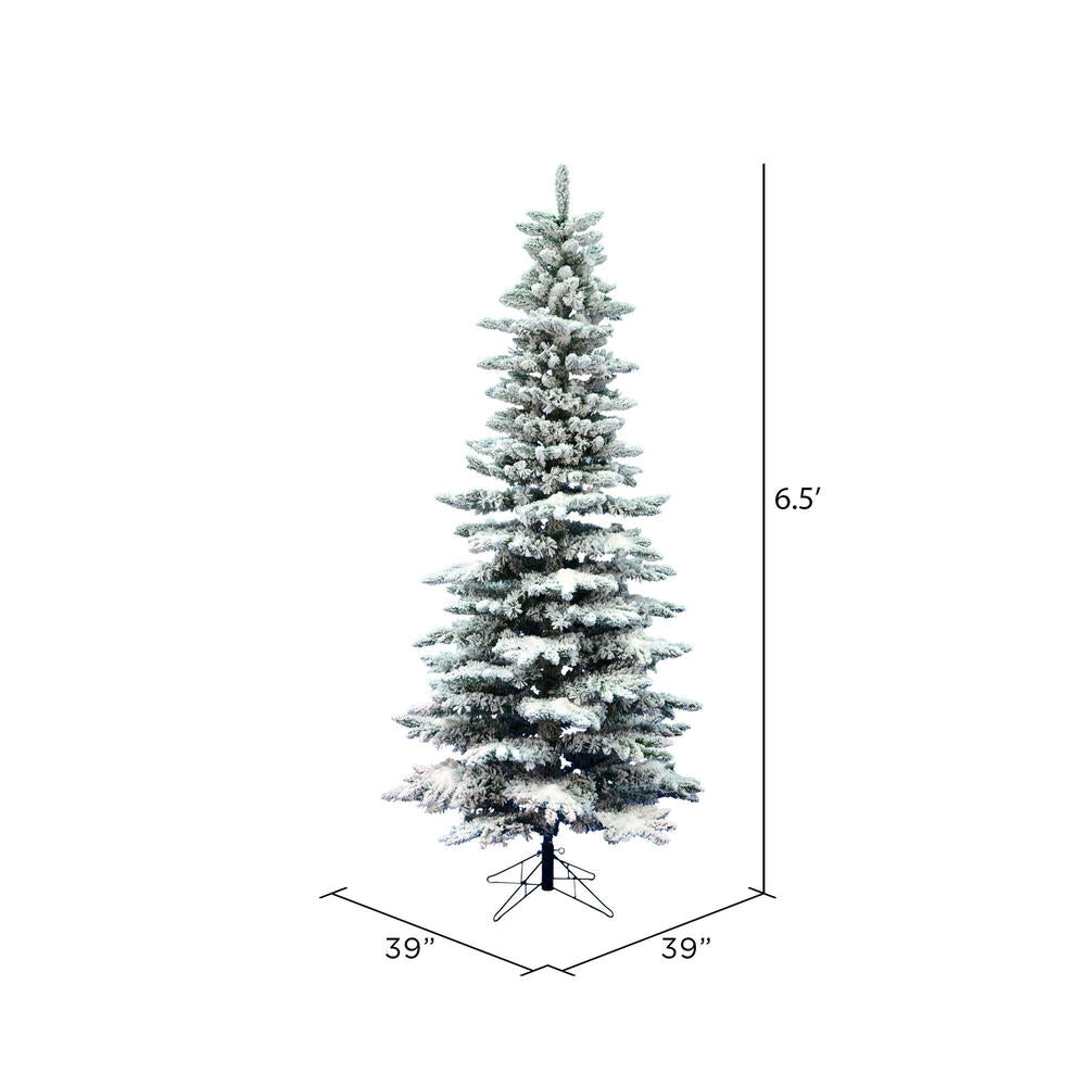 Vickerman 6.5' Flocked Utica Fir Slim Artificial Christmas Tree Unlit