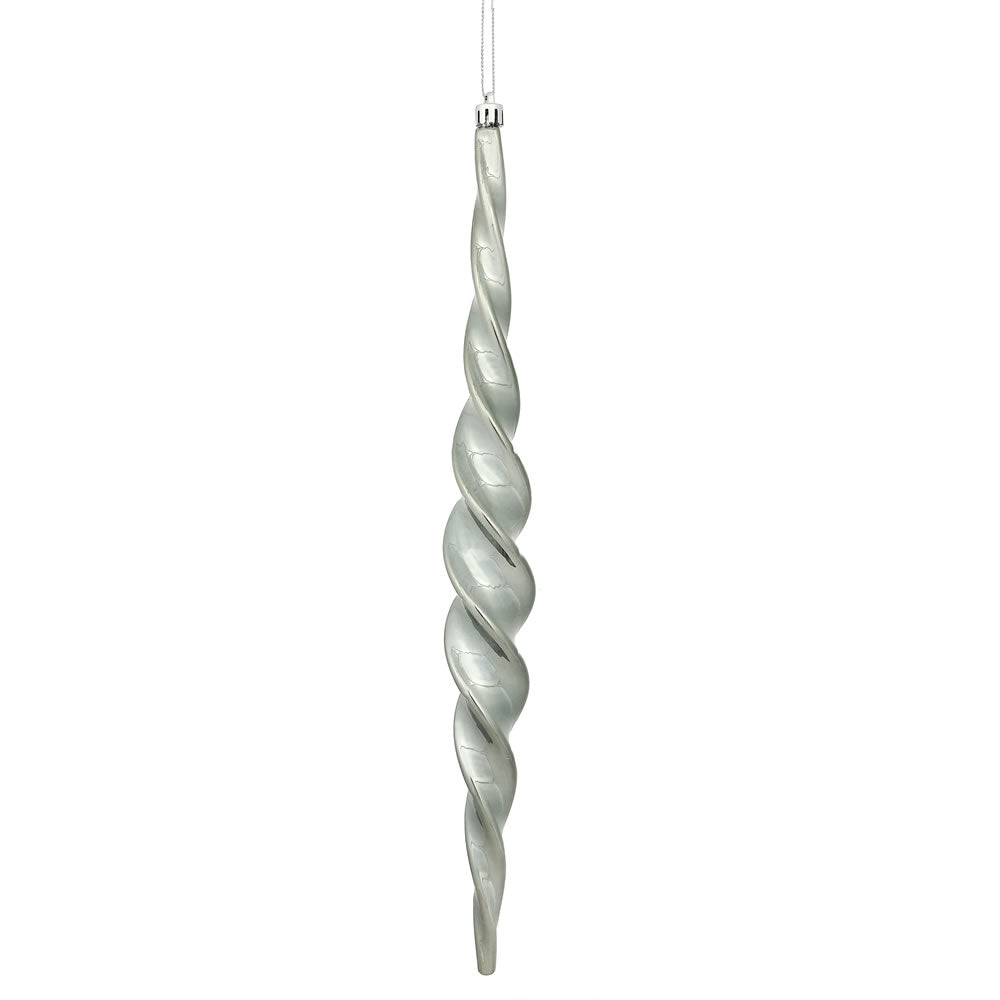 Vickerman 14.6" Pewter Shiny Spiral Icicle Christmas Ornament Pack of 2