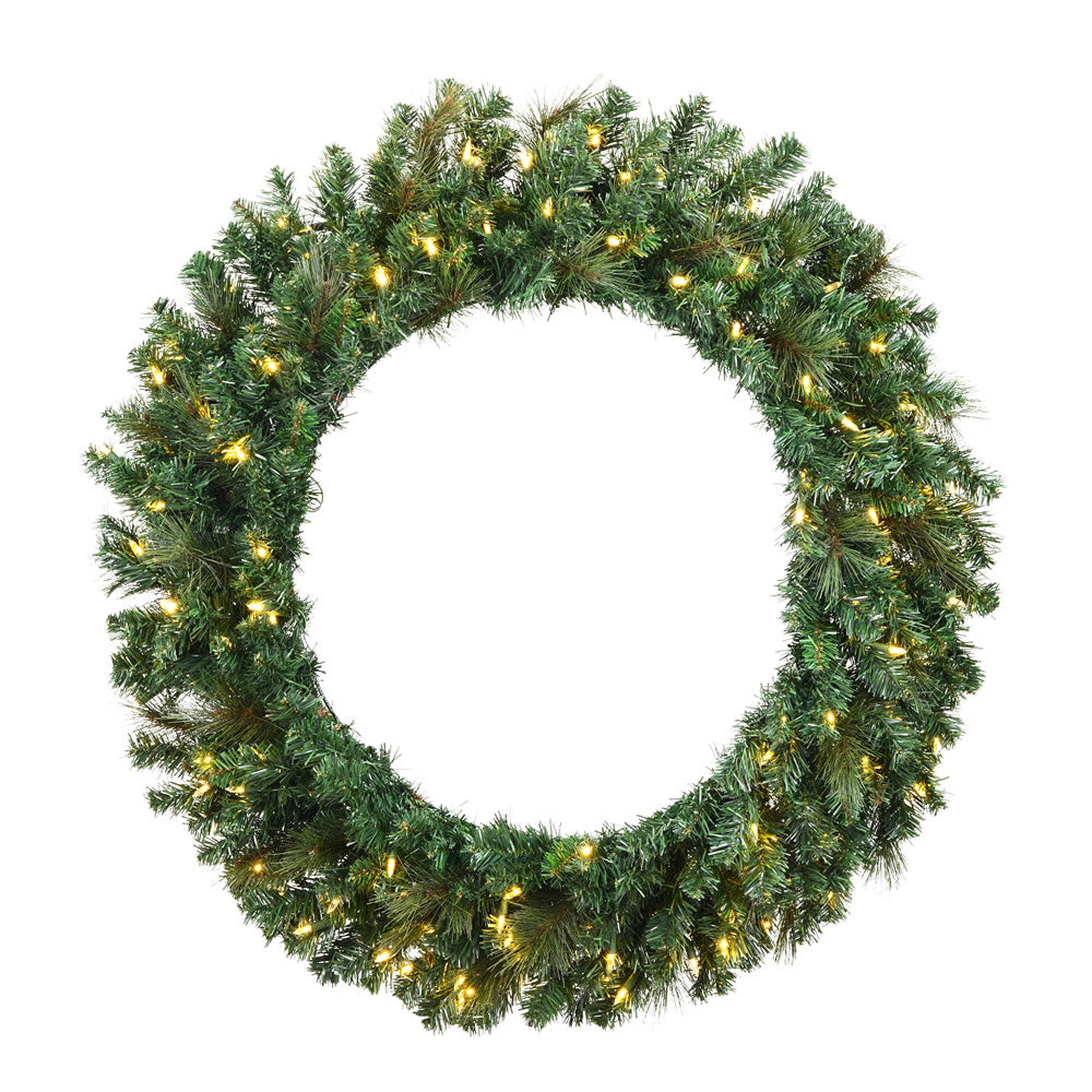 Vickerman 60" Mixed Brussels Pine Artificial Wreath 780 PVC/Hardneedle Tips Dura-Lit 400 Clear Mini Lights