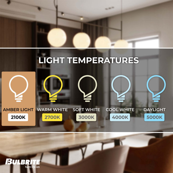 BULBRITE INCANDESCENT T6 CANDELABRA SCREW (E12) 25W DIMMABLE NOSTALGIC LIGHT BULB 2200K/AMBER 4PK (132506)