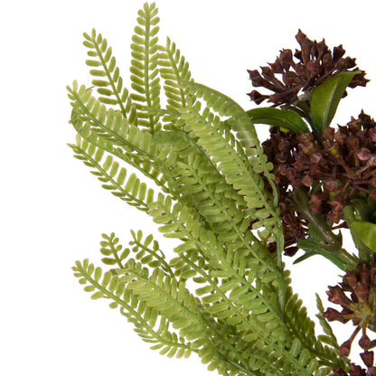 Vickerman 14" Mahogany Red Artificial Wild Berry and Green Fern Bundle 2 per bag.