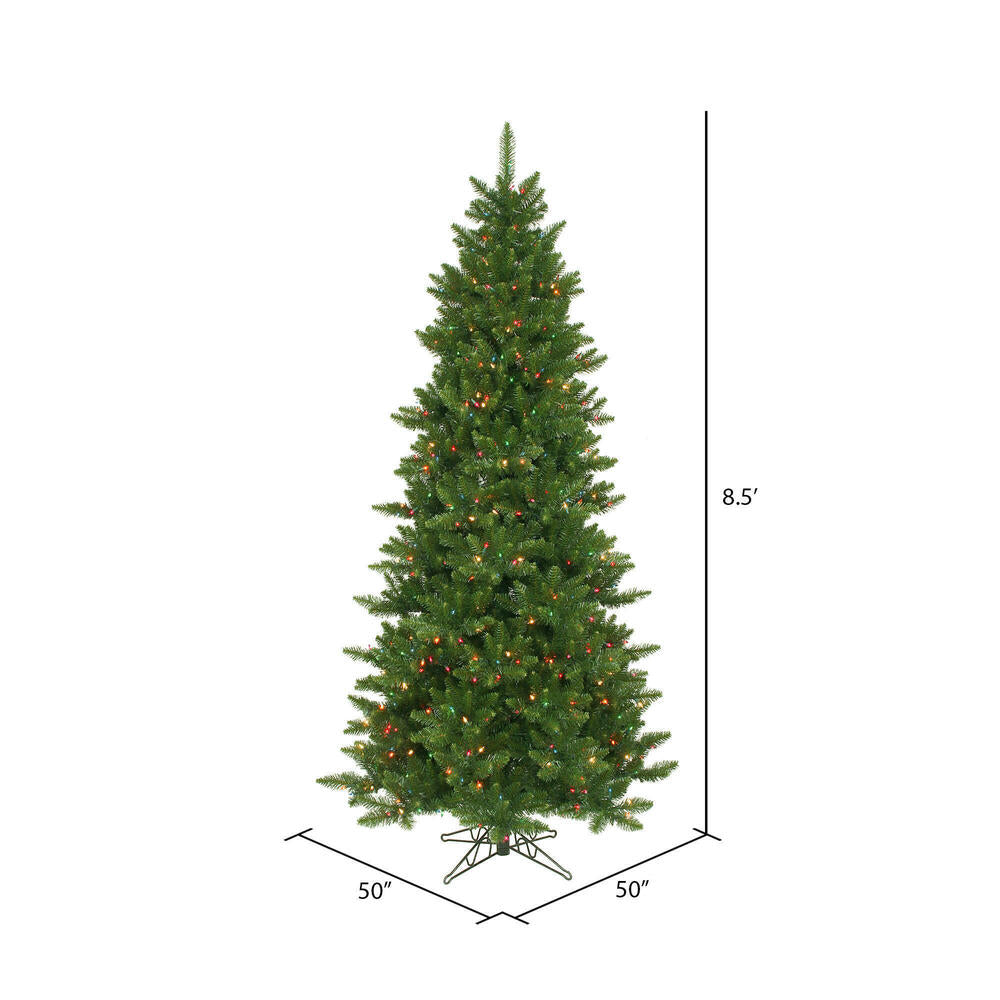 Vickerman 8.5' Camdon Fir Slim Artificial Christmas Tree Multi-colored Dura-lit Lights