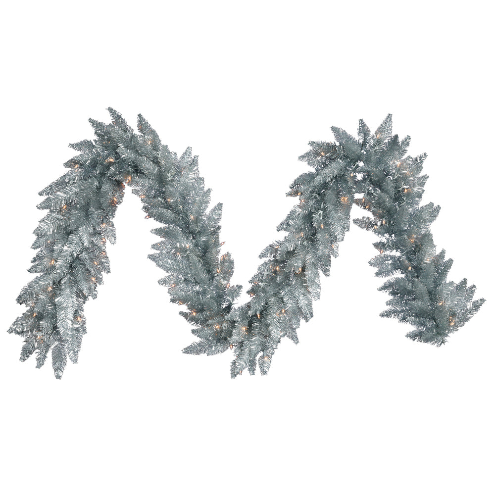 Vickerman 9' Silver Artificial Christmas Garland Unlit