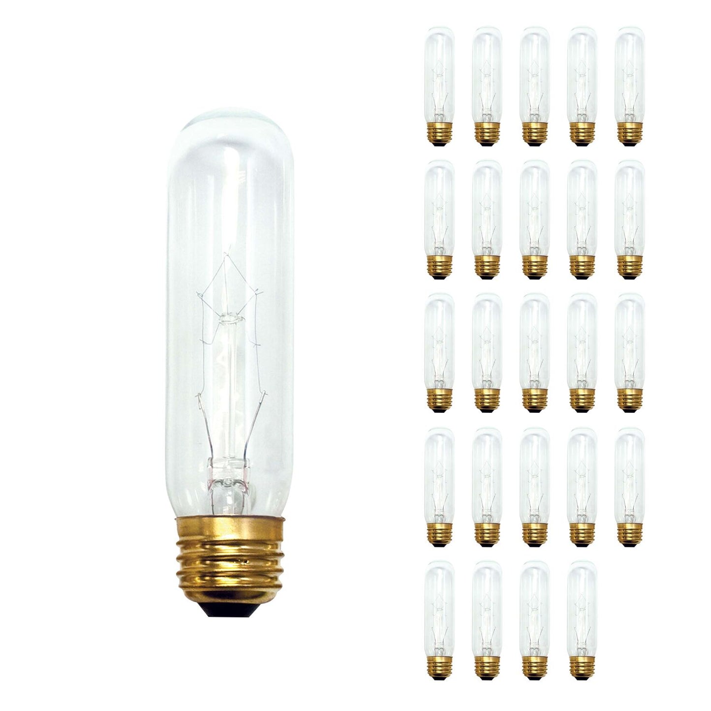 BULBRITE INCANDESCENT T10 MEDIUM SCREW (E26) 60W DIMMABLE LIGHT BULB 2700K/WARM WHITE 25PK (704160)