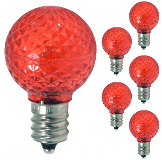 Damar- G9 LED Bulb Crystal Transparent Red Dimmable 0.96W E12 Candelabra Base 100-130V Pack of 6- Small Faceted Globe Mood Colored Lighting for Party Christmas Home Decoration