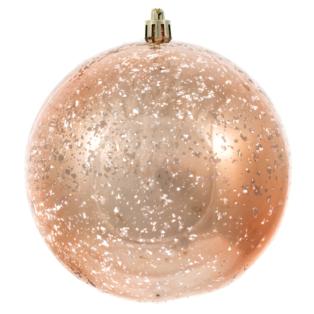 Vickerman 6" Rose Gold Shiny Mercury Ball Ornament 4 per Bag