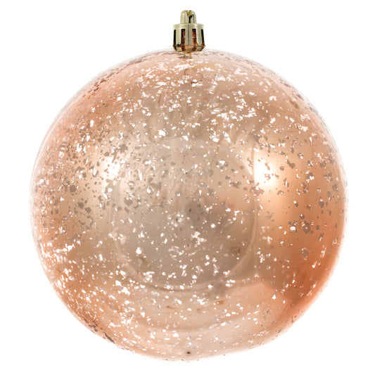 Vickerman 6" Rose Gold Shiny Mercury Ball Ornament 4 per Bag