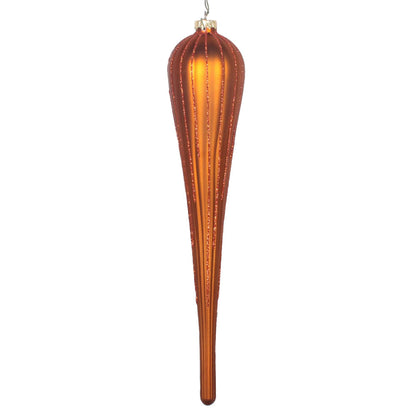 Vickerman 11" Copper Matte Glitter Drop Christmas Ornament Set of 3