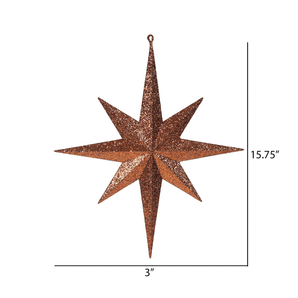 Vickerman 15.75" Copper Iridescent Glitter Bethlehem Star Christmas Ornament