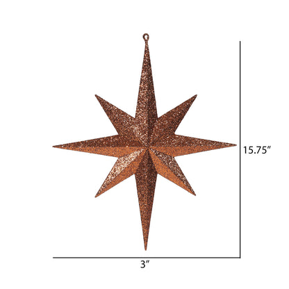 Vickerman 15.75" Copper Iridescent Glitter Bethlehem Star Christmas Ornament