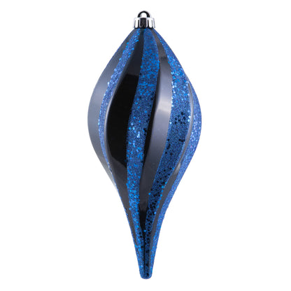 Vickerman 12" Midnight Blue Candy Glitter Swirl Drop Christmas Ornament