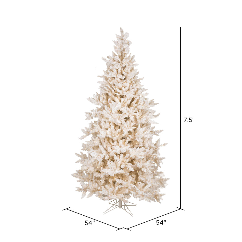 Vickerman 7.5' Flocked Vintage Fir Artificial Christmas Tree Warm White LED Lights