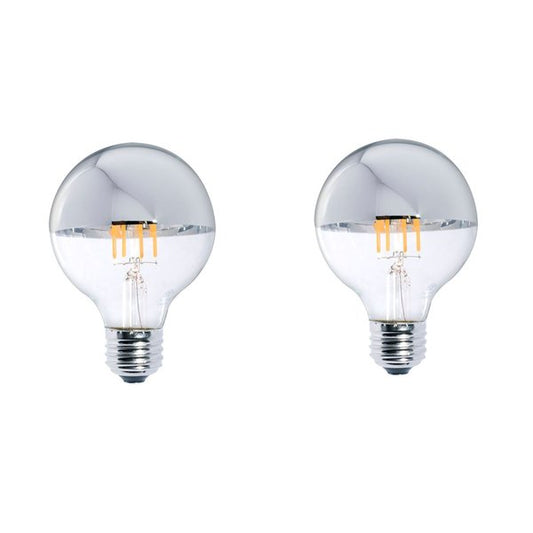 BULBRITE LED G25 MEDIUM SCREW (E26) 5W DIMMABLE FILAMENT HALF MIRROR LIGHT BULB 2700K/WARM WHITE 40W INCANDESCENT EQUIVALENT 2PK (776670)