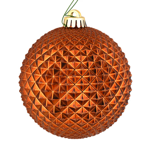 Vickerman 4" Copper Durian Glitter Ball Ornament 6 per Bag