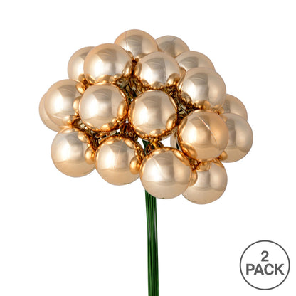 Vickerman 6" Café Latte Shiny Ball Ornament Christmas Pick Pack of 2
