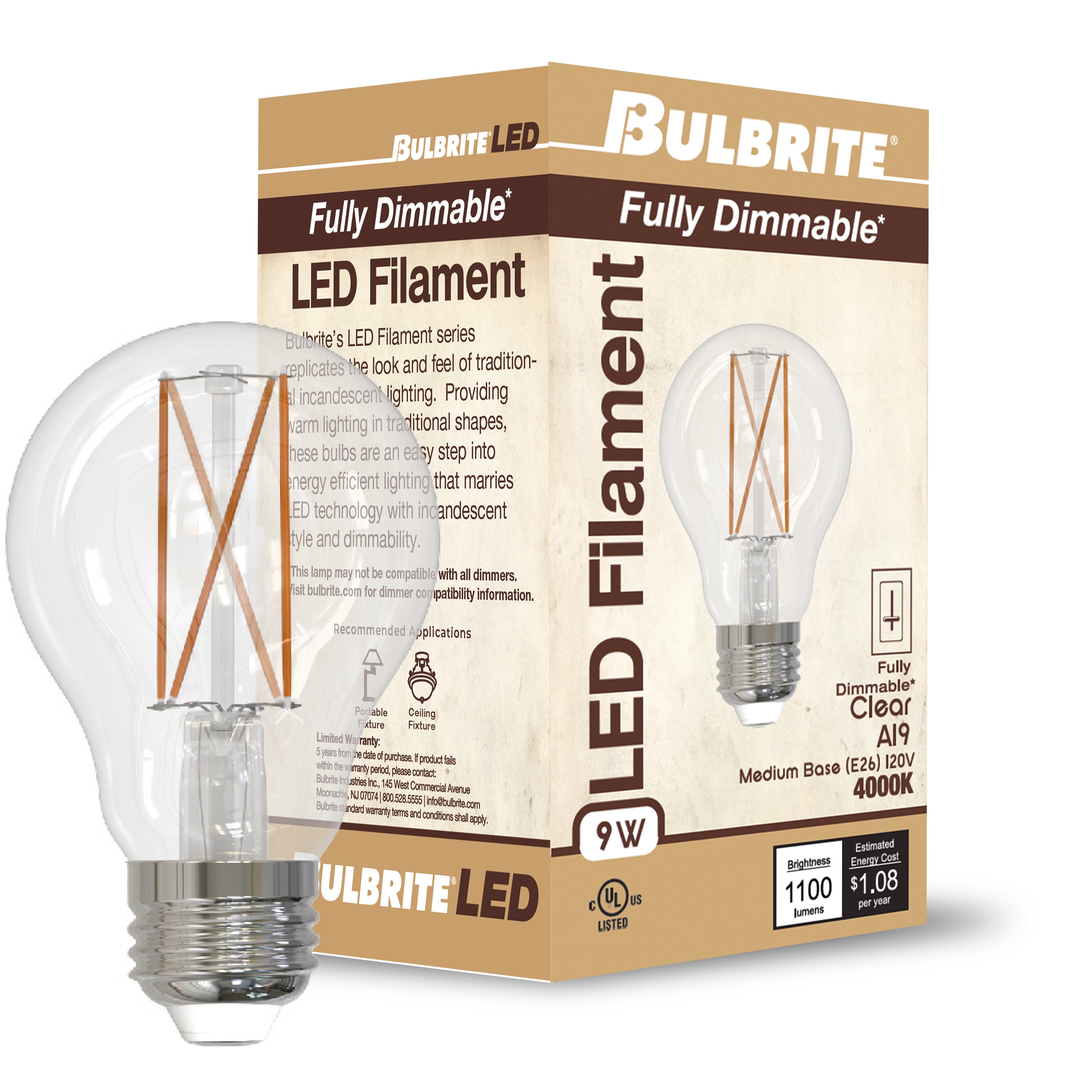Bulbrite 776926 LED A19 Filament - Thumbnail 4