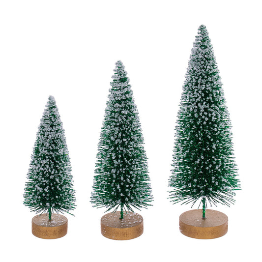 Vickerman 8"-10"-12" Emerald Sisal Bottle Brush Tree Set Set of 3