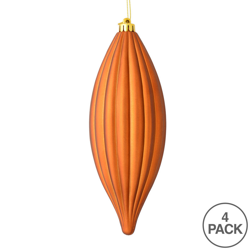 Vickerman 8" Copper Matte Line Finial Ornament Pack of 4