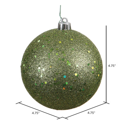 Vickerman 4.75" Olive Sequin Ball Ornament 4 per Bag