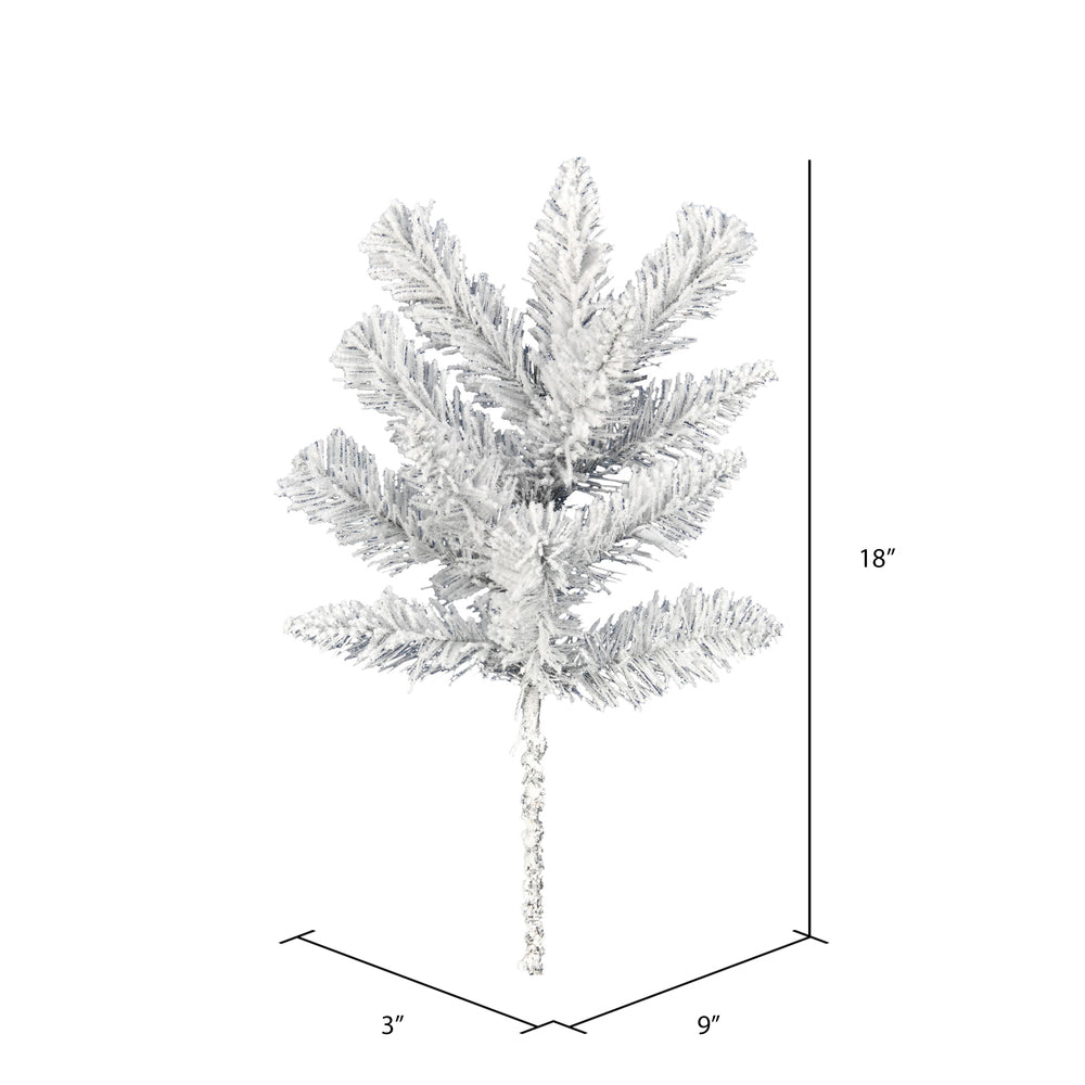 Vickerman 18" Frosted Silver Artificial Christmas Spray. Includes 6 sprays per pack.