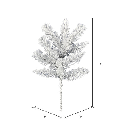 Vickerman 18" Frosted Silver Artificial Christmas Spray. Includes 6 sprays per pack.
