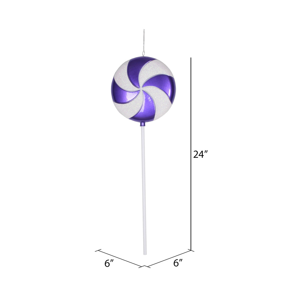 Vickerman 24" Purple-White Candy Lollipop Christmas Ornament