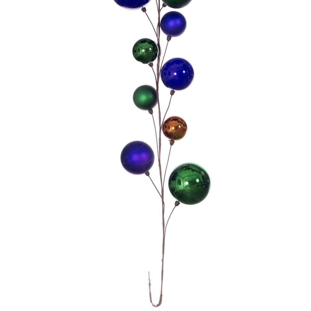 Vickerman 10' Green Purple And Copper Gold Assorted Finish Branch Ball Ornament Garland.
