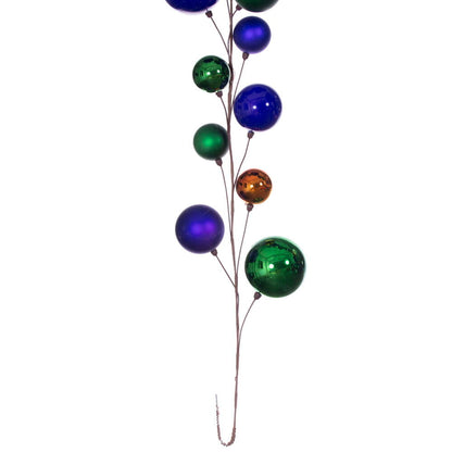 Vickerman 10' Green Purple And Copper Gold Assorted Finish Branch Ball Ornament Garland.