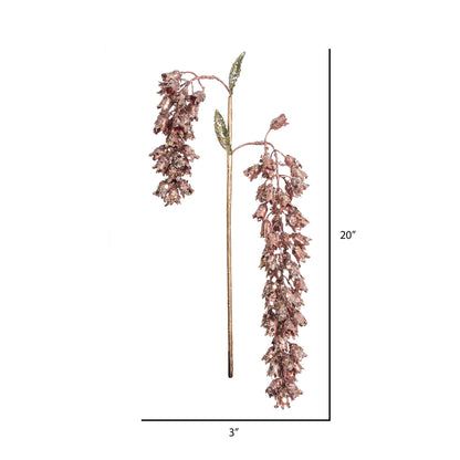 Vickerman 20" Rose Gold Pearl Glitter Hanging Foxglove Artificial Christmas Spray. Includes 3 sprays per pack.