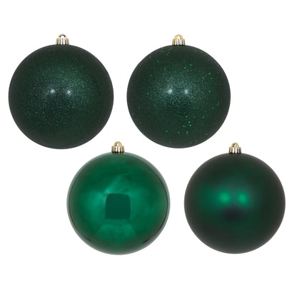 Vickerman 8" Midnight Green 4-Finish Ball Ornament Assortment 4 per Bag