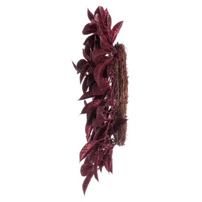 Vickerman 24" Burgundy Artificial Gardenia Glitter Wreath.