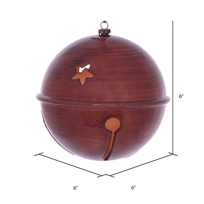 Vickerman 6" Copper Wood Grain Bell Christmas Ornament Pack of 2