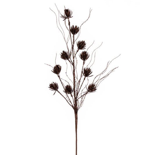 Vickerman 30" Mocha Mini Flower Glitter Spray 6 per bag.
