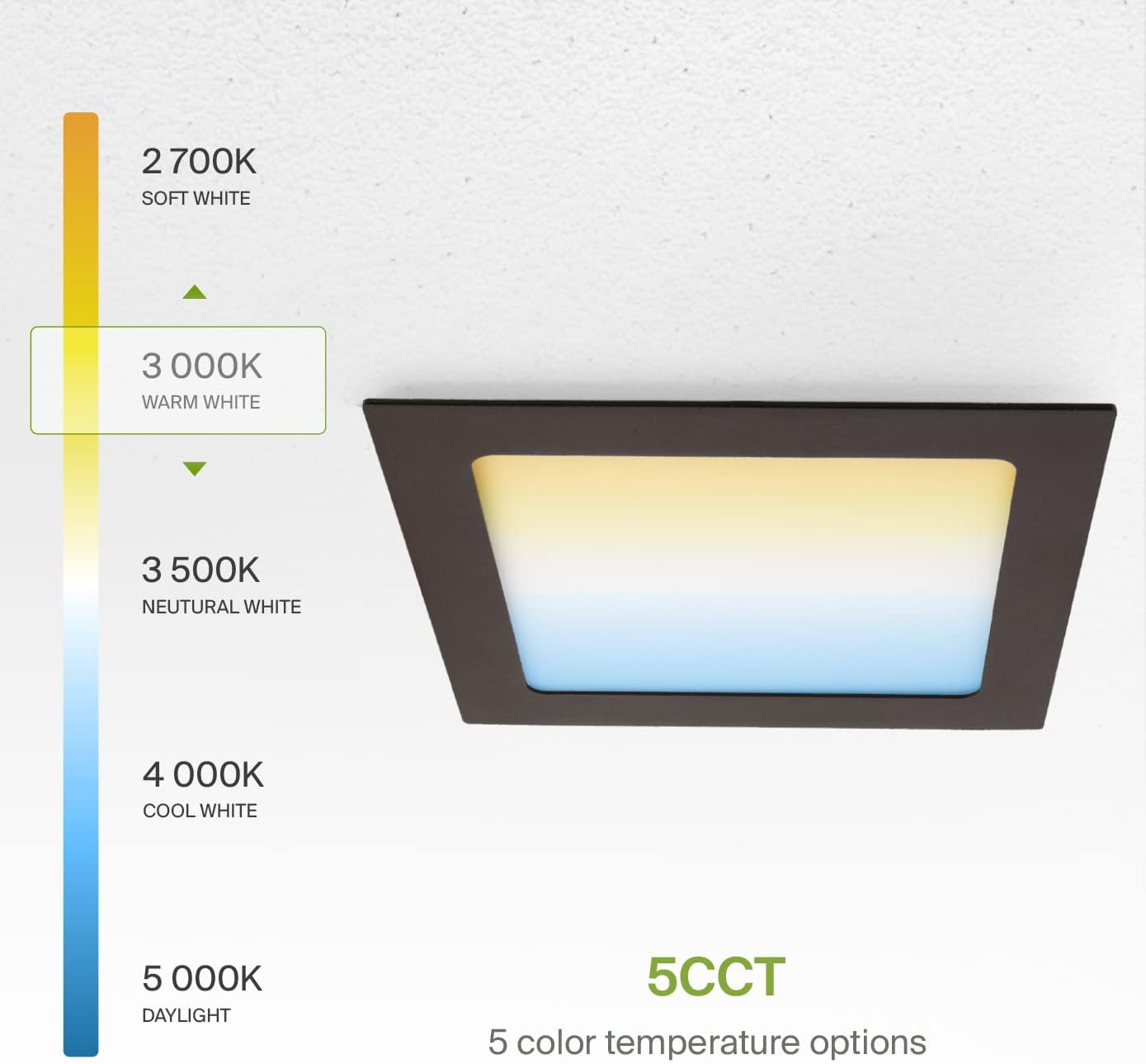 ASD Lighting LED Recessed Mini Panel Square 6inch 15W 120V Triac 2700/3000/3500/4000/5000K Bronze UL Energy Star 6 pack