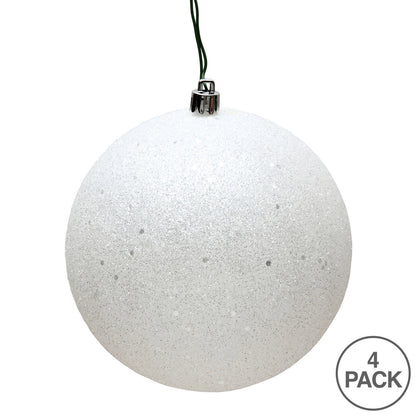 Vickerman 4.75" White Sequin Ball Ornament 4 per Bag