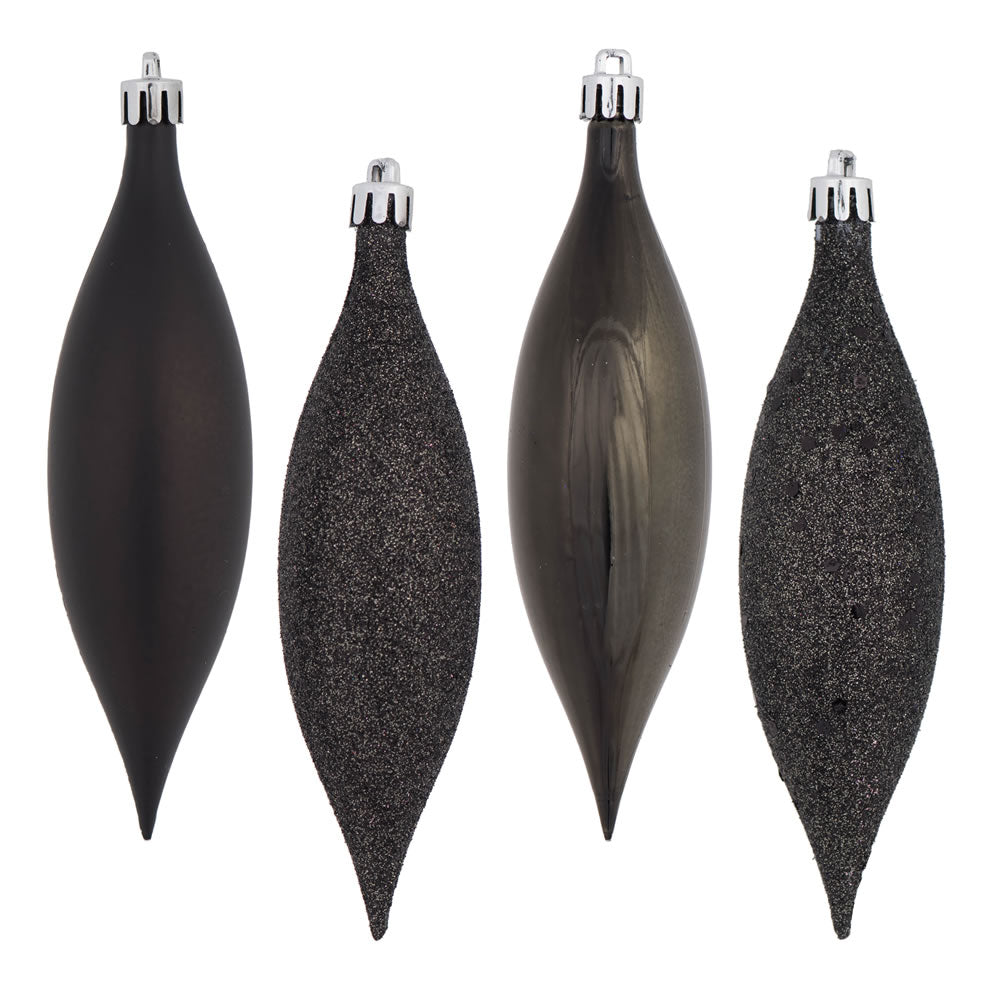 Vickerman 5.5" Gunmetal 4-Finish Drop Christmas Ornament 8 per Box