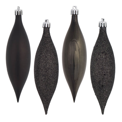 Vickerman 5.5" Gunmetal 4-Finish Drop Christmas Ornament 8 per Box
