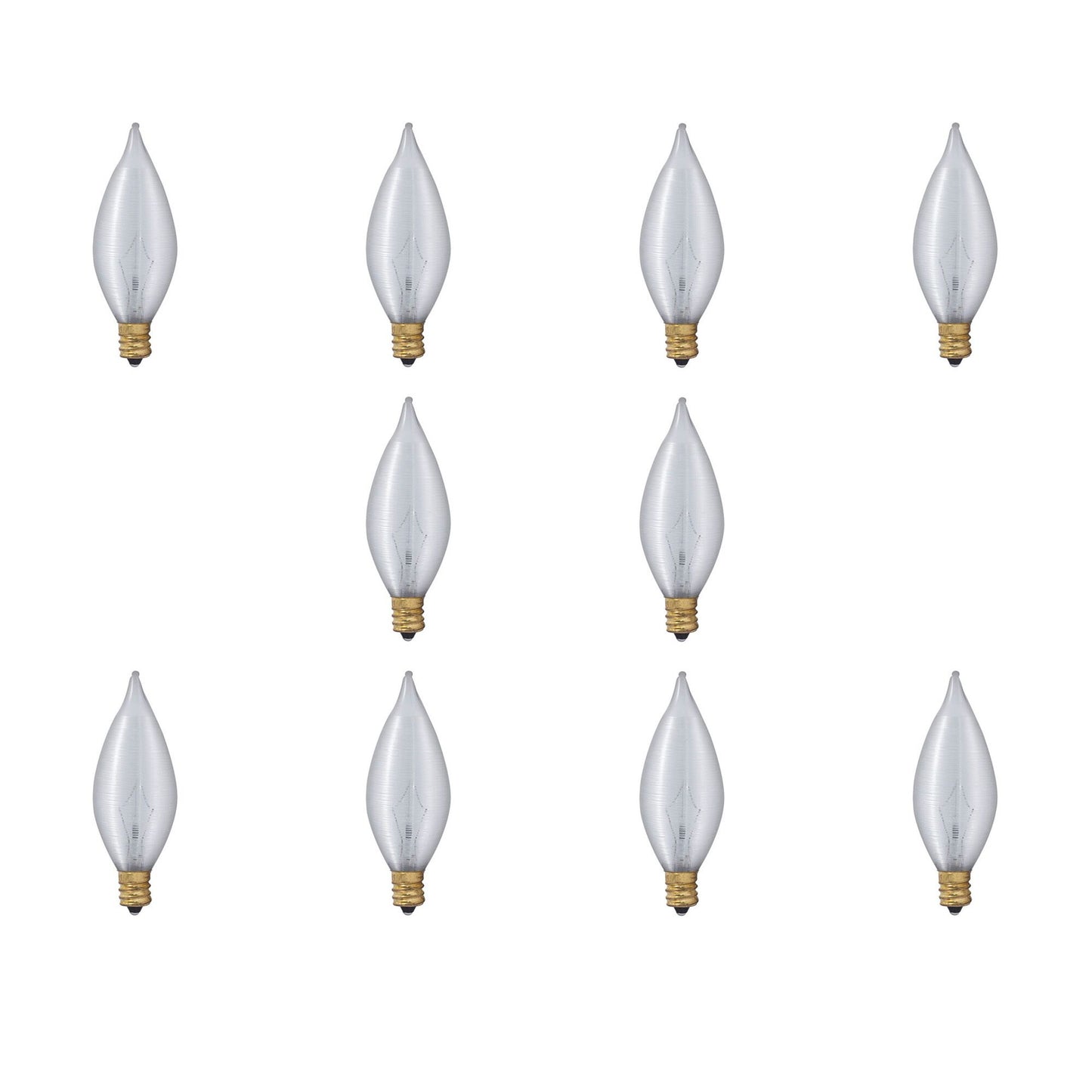 BULBRITE INCANDESCENT C11 CANDELABRA SCREW (E12) 40W DIMMABLE LIGHT BULB SATIN 10PK (430040)