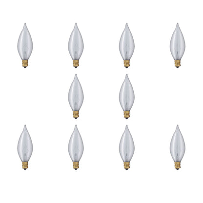 BULBRITE INCANDESCENT C11 CANDELABRA SCREW (E12) 40W DIMMABLE LIGHT BULB SATIN 10PK (430040)