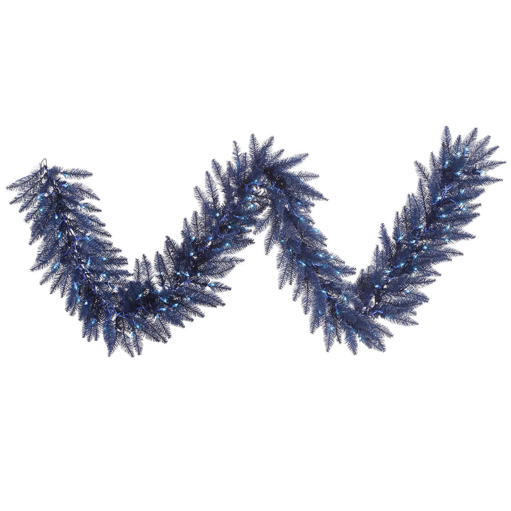 Vickerman 9' Navy Blue Fir Artificial Christmas Garland Blue Dura-Lit LED lights