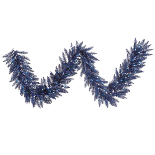 Vickerman 9' Navy Blue Fir Artificial Christmas Garland Blue Dura-Lit LED lights