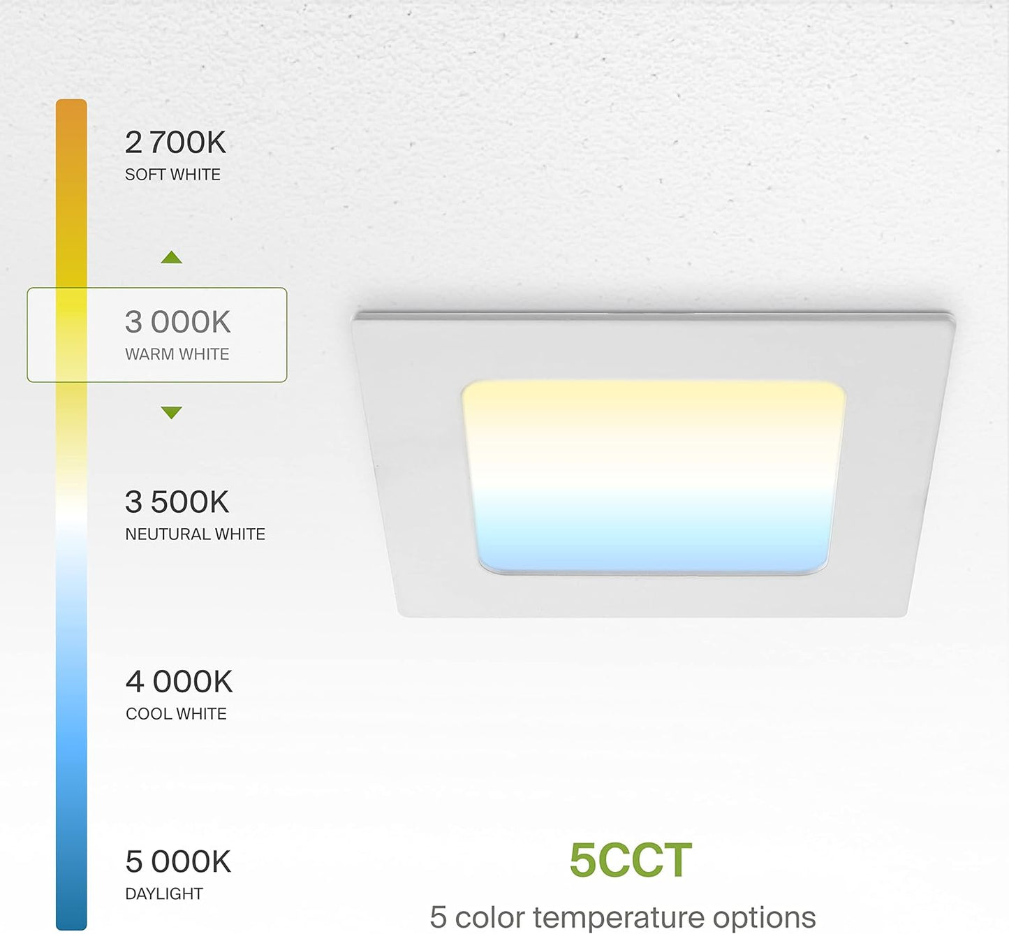 ASD Lighting LED Recessed Mini Panel Square 4inch 12W 120V Triac 2700/3000/3500/4000/5000K White UL Energy Star 6 pack