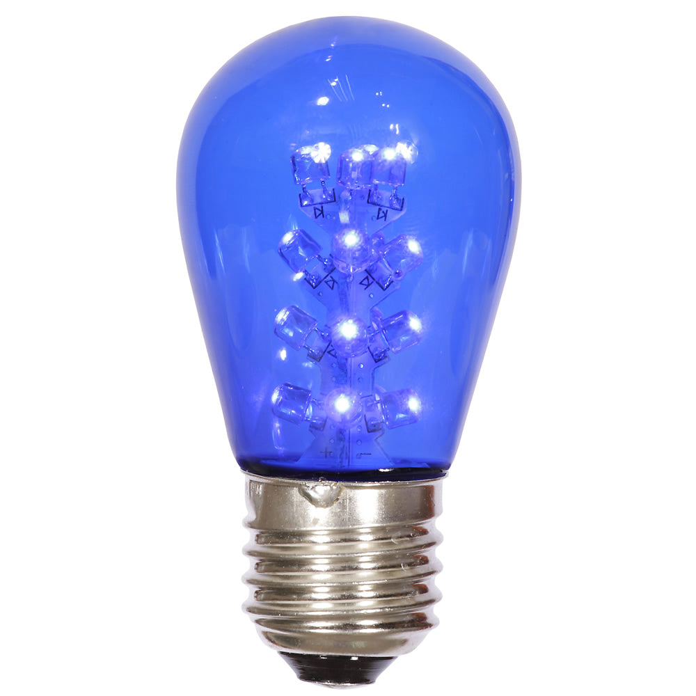 Vickerman S14 LED Blue Transparent Plastic Bulb E26 Medium Nickel Base 5 per pack.